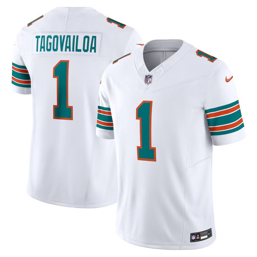 Men Miami Dolphins #1 Tua Tagovailoa Nike White Alternate Vapor F.U.S.E. Limited NFL Jersey